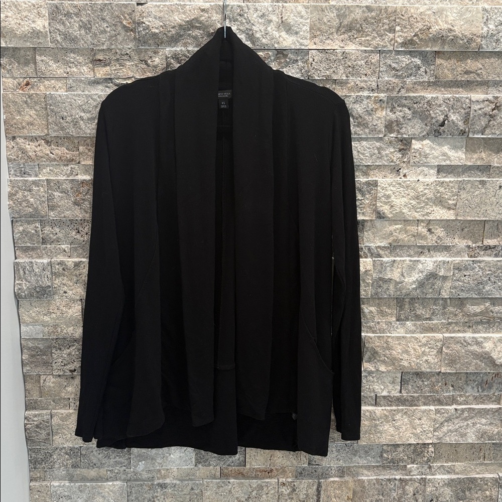 Black Rayon Blend Garment cardigan‎ cover-up xs extremely good quality fabric